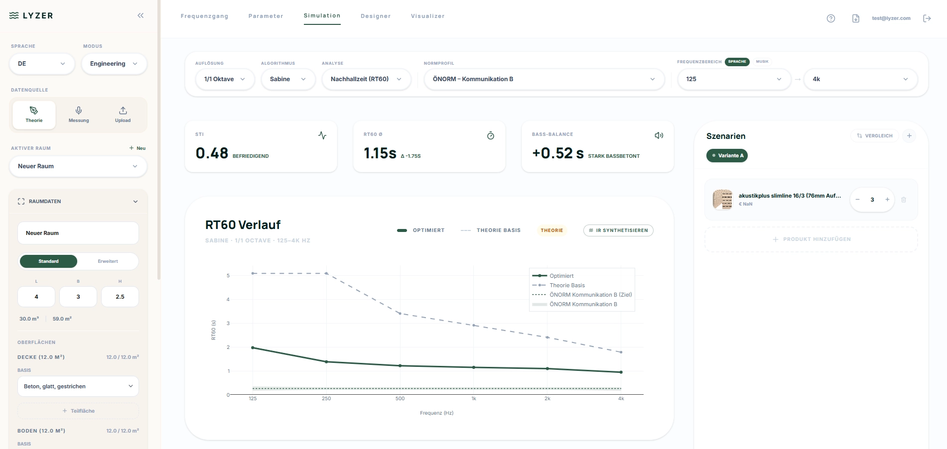 Lyzer — Akustik-Rechner im Browser